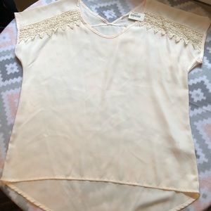 DownEast cream color lace trim top